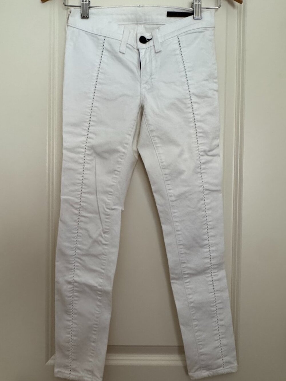 Rag & Bone Bright White Skinny Jeans Diamond Stitch Sz 24